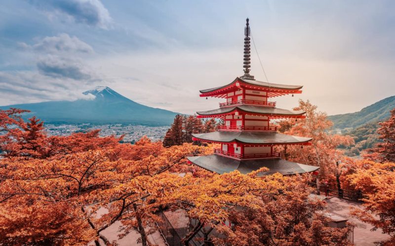 Chureito Pagoda in Japan in Autumn