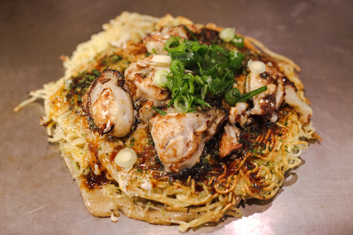 Hiroshima style Okonomiyaki is a famous food in Japan