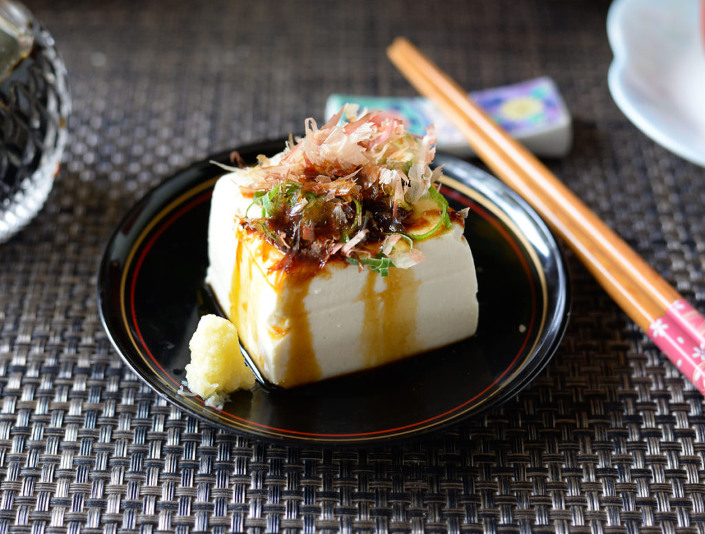 Hiyayakko is a Japanese tofu dish but it's not vegan.