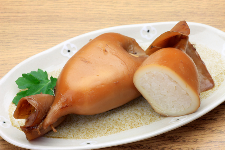 Ikameshi, or grilled squid stuffed with rice, is a popular seafood dish in Hokkaido Japan