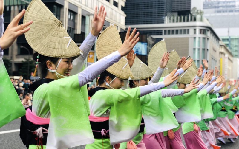 Dancers in Nihonbashi in October.